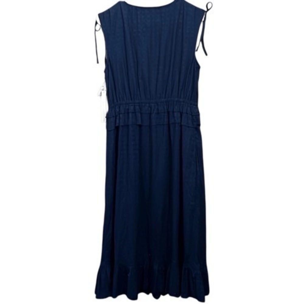 Nordstrom Dress S Navy ruffle Romantic Cottagecore Faux Wrap Travel Vacation - Picture 9 of 11